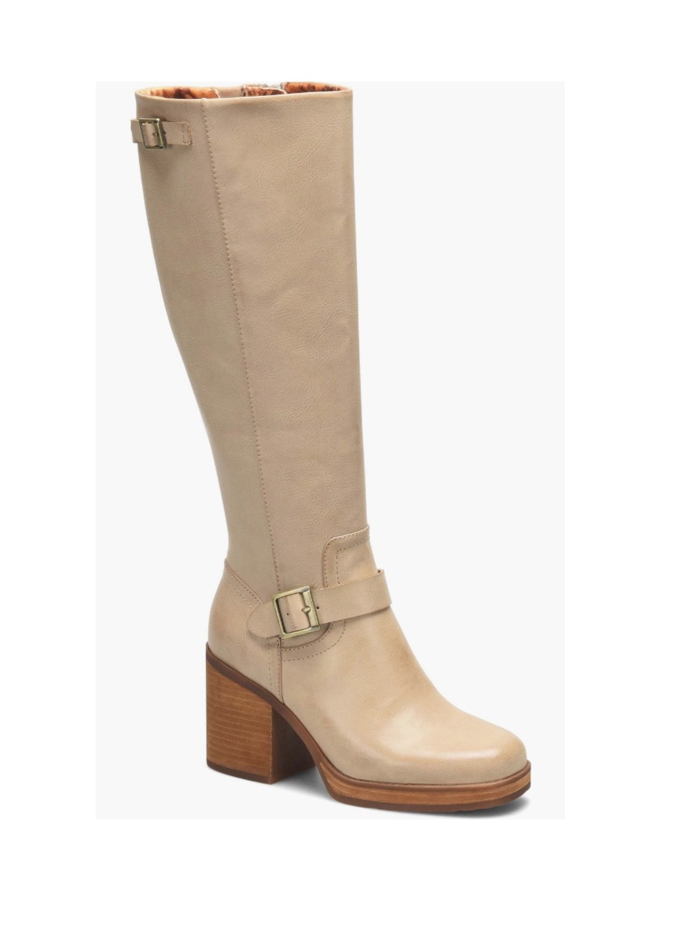 KORKS Footwear Karalyn Knee High Cream Distressed Block Heel Boots Women’s 8